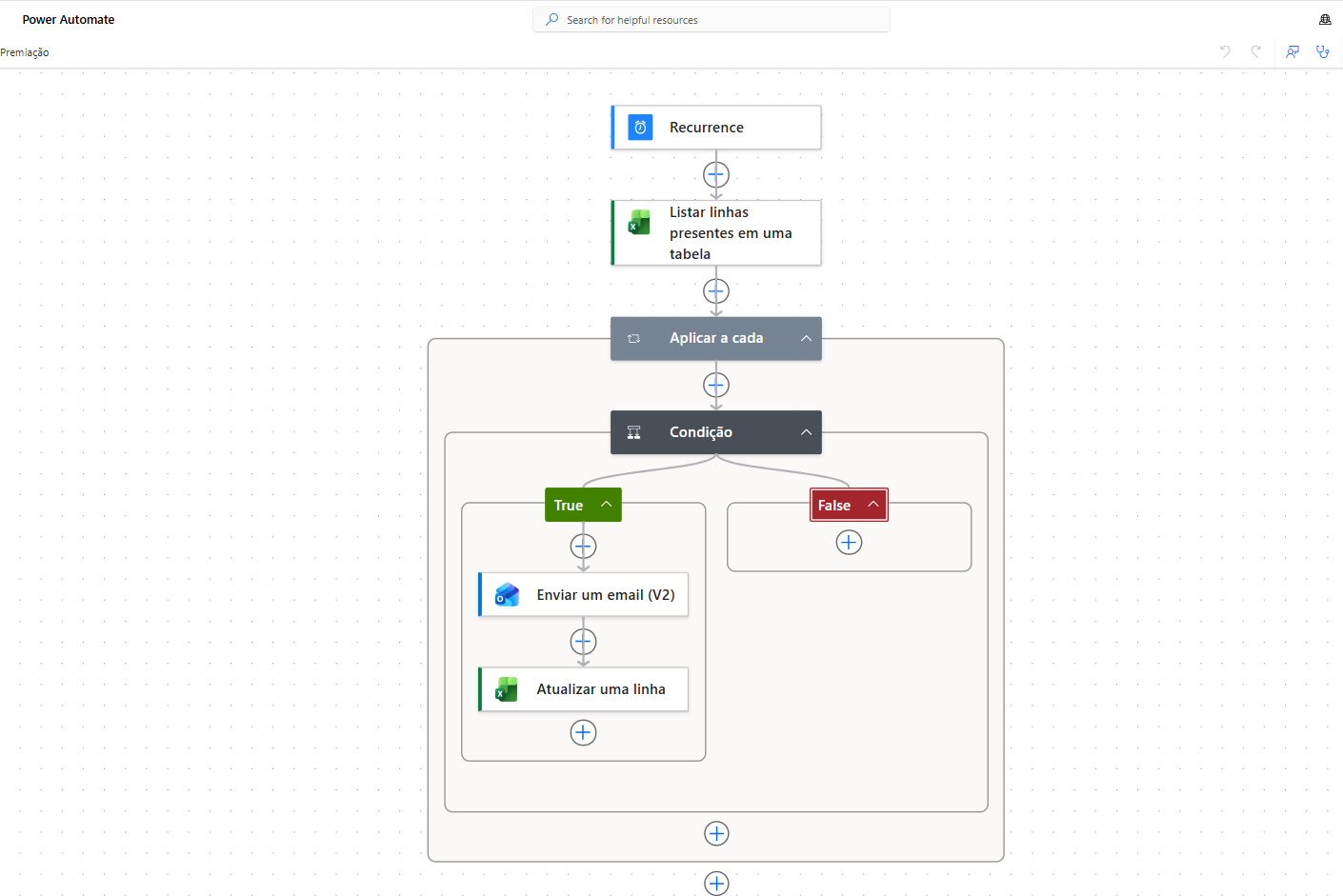Fluxo completo no Power Automate